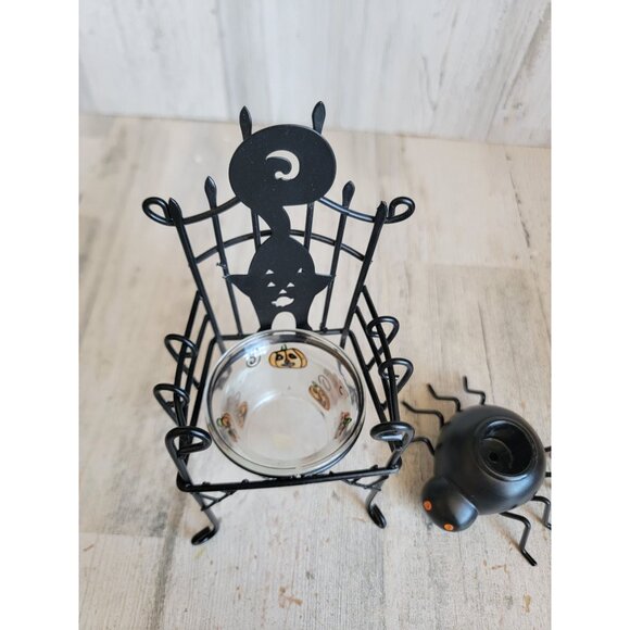 Halloween spider tea light candle holder metal chair set decor figure - Picture 4 of 8
